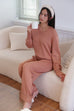 Cosy mood knit set in coral pink