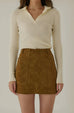 Join the meeting V neck knit top in beige