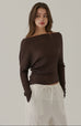 Daily life off-shoulder knit top in brown