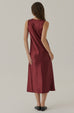 Litte luxury satin midi dress in burgundy