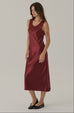 Litte luxury satin midi dress in burgundy