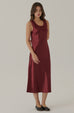 Litte luxury satin midi dress in burgundy