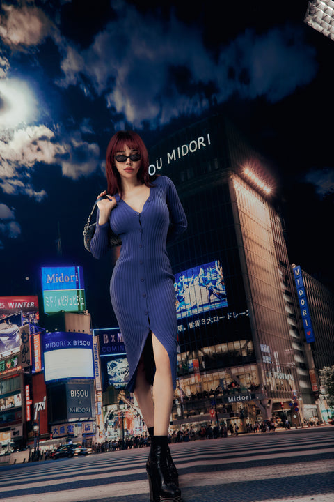 Midori x BisouBisou Midnight In Tokyo Knitted Dress