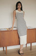 Vanessa striped knit dress in white