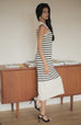 Vanessa striped knit dress in white