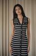 Maria stripe knit midi dress in black