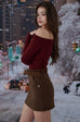 Gingerbread Knit Off-shoulder Top