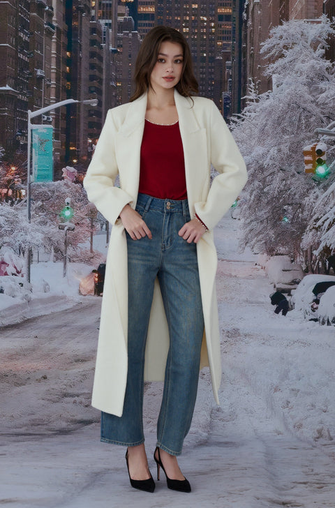 Snow storm wool Coat with belt