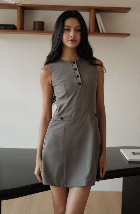 Office lady dress in grey