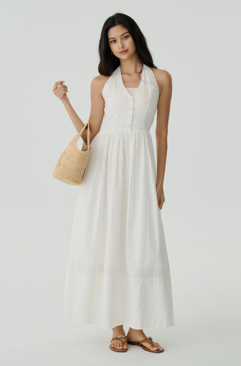 Rythm of love halter maxi dress in white