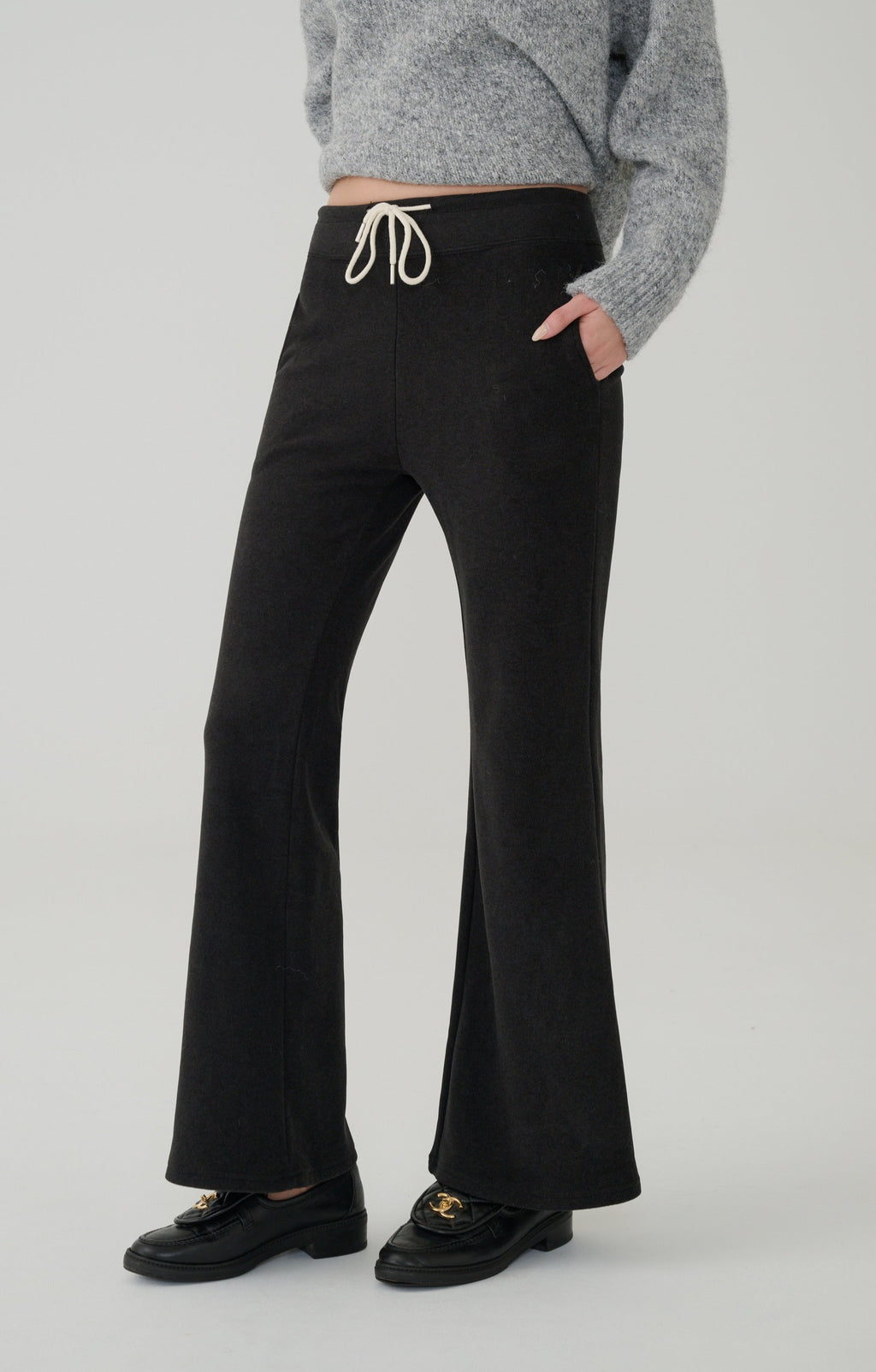 Wool blend flared pants in Black