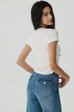 Side ruching elastic top in white