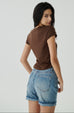 City steps denim shorts
