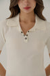 Campus polo knit dress in white