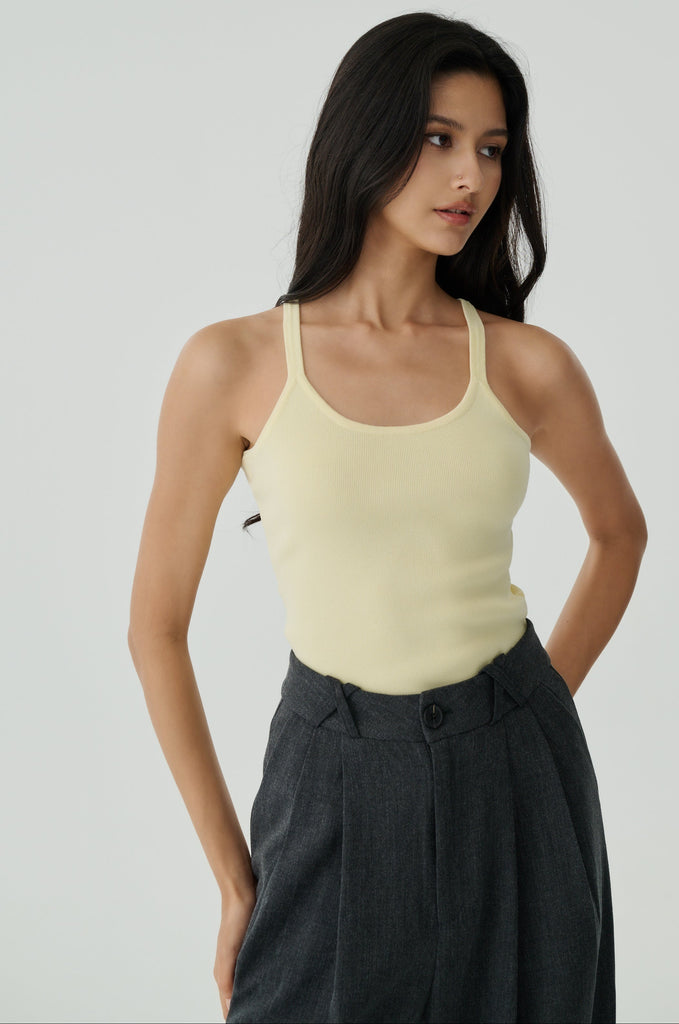Quiet luxury knit top in yellow