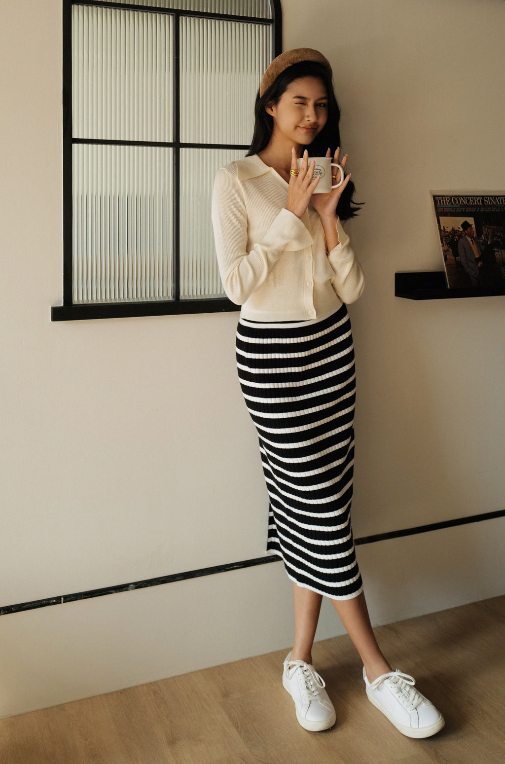 Coastline stripes knit skirt