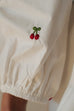 Cherry season puffy sleeves dress in white