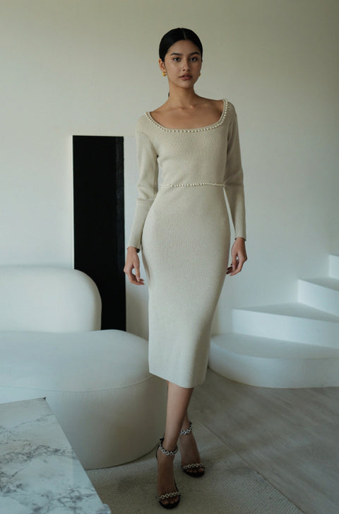 Hands to myself pearl knit dress