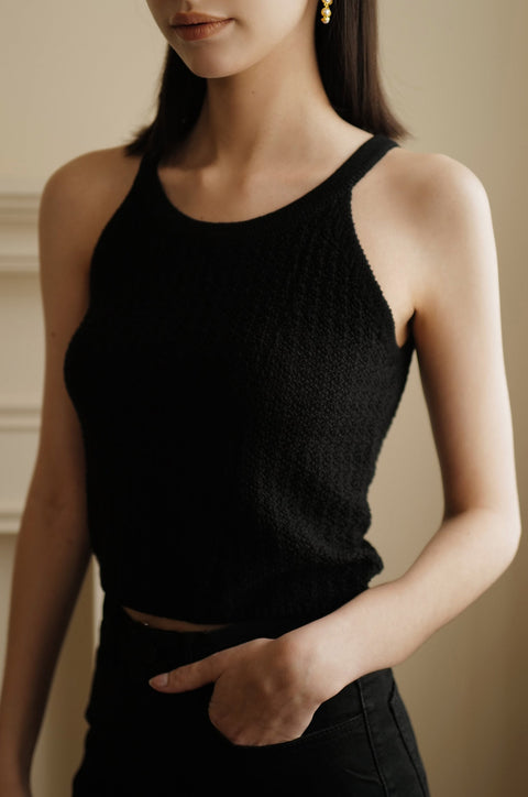 Breezy knit top in black