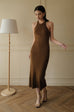 Fun party girl knit dress in brown