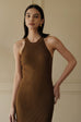 Fun party girl knit dress in brown