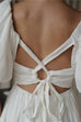 Holiday puff sleeve linen dress in white