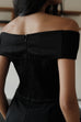 Aurora ribbon off shoulder mini dress in black/grey