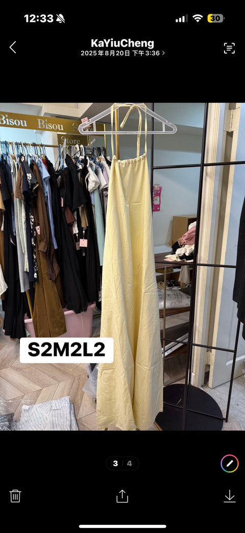 Girls date halter maxi dress in butter yellow