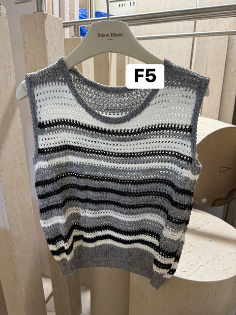 Monochrome Stripe Knit Vest